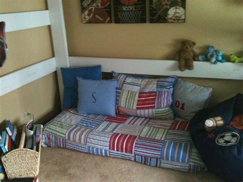 Get the best deals on loft beds. I used my son's old baby mattress to make a "couch like ...