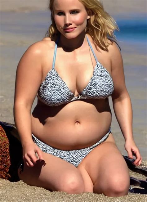 Thick Chubby Curvy Kristen Bell In A Bikini With A Fat Stable