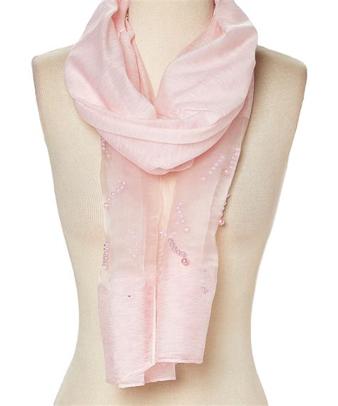 Oussum Pink Scarfs For Women Winter Fashion Lightweight Scarves Evening Prom Scarf Pearl Beads