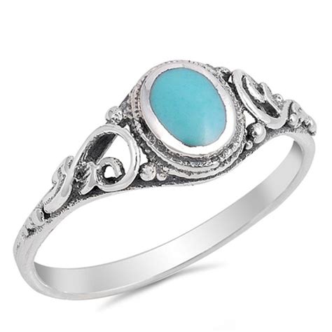 Sterling Silver Ring Simulated Turquoise Cw R Xon