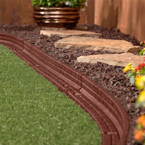 Rubberific 192 Ft X 3 In Brickface 48 Pack Red Rubber Landscape Edging