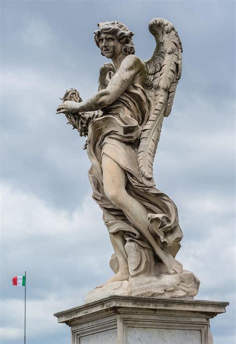The Angel With The Cross Santangelo Bridge Rome Italy Sculpture