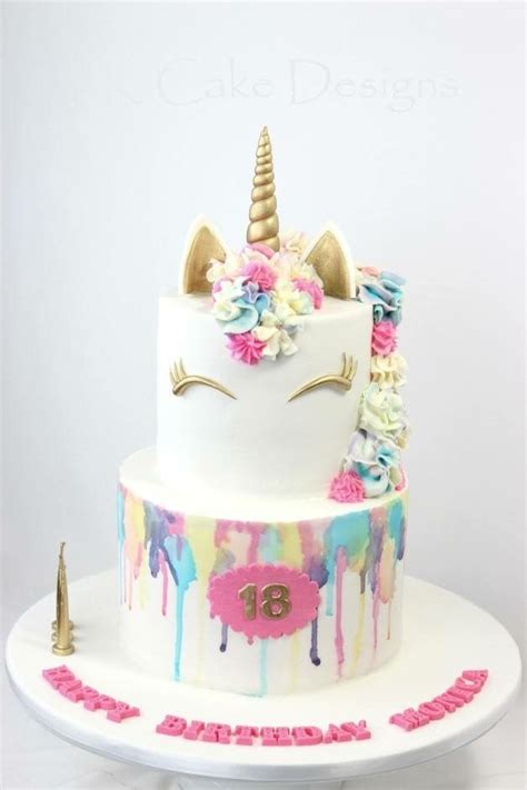Here golden spiral candles make it an extra special event. Watercolour unicorn cake | Cake, Cake designs, Unicorn cake