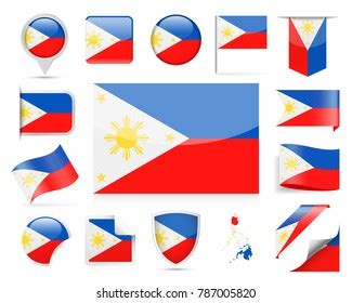 Philippines Flag Set Vector Illustration Stock Vector Royalty Free