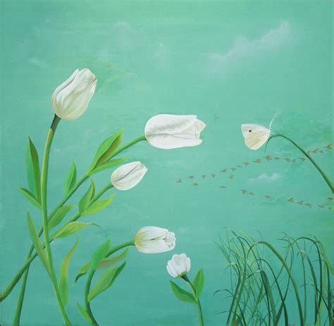 Original Painting White Tulips 30 X 30 Original Oil Painting