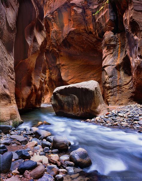 Wall Street Section Of Virgin River Narrows Zion National Park