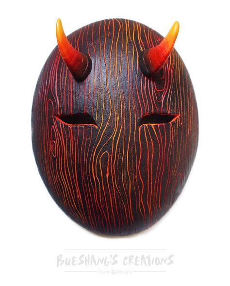 Demon Wood Mask By Bueshang Japanese Demon Mask Mask Design Japanese Mask