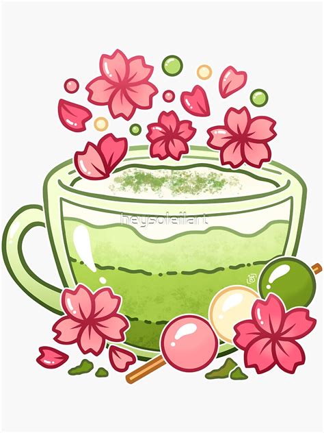 Sakura Matcha Tea Sticker By Heysoleilart Redbubble Cute Food