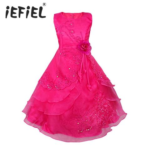 Buy Iefiel Kids Girls Embroidered Flower Bow Formal