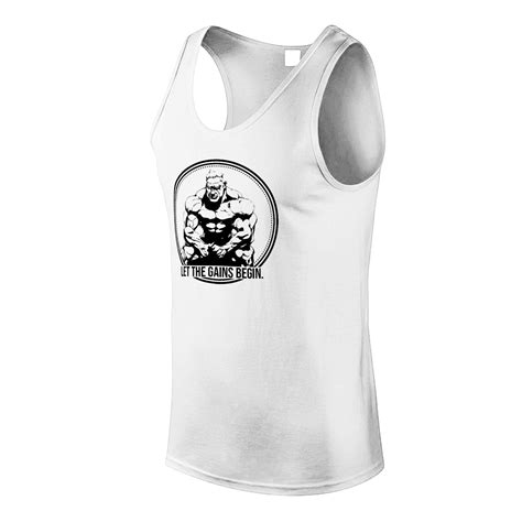 the gains begin men s gym vest bodybuilding tank top t shirt stringer gymtier ebay