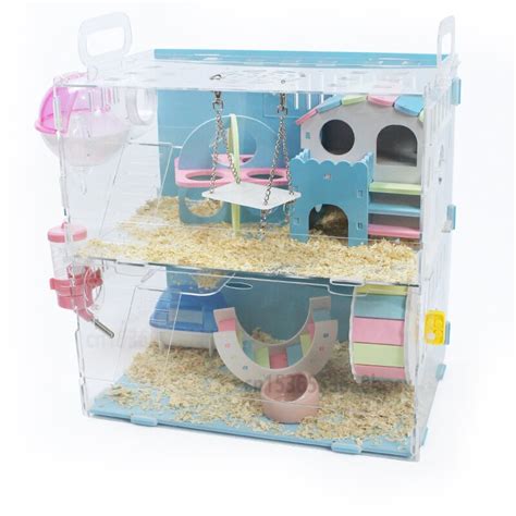 Hamster Cage Super Large Acrylic Transparent Cage Double Storey Villa