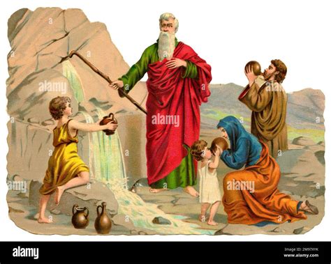 Moses Striking A Rock To Find Water In The Desert Stock Photo Alamy