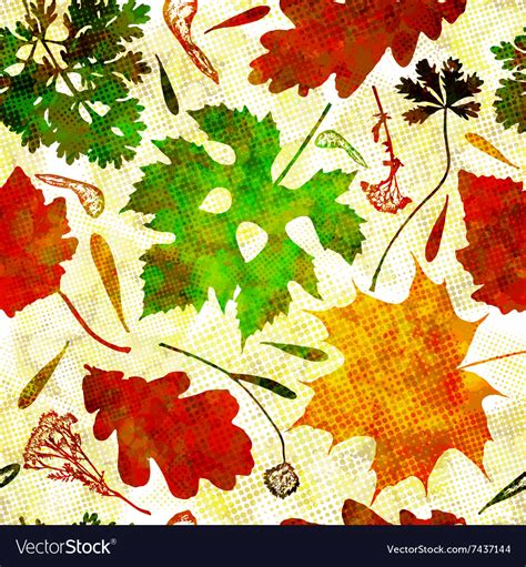 Seamless Pattern With Colored Autumn Leaves Vector Image