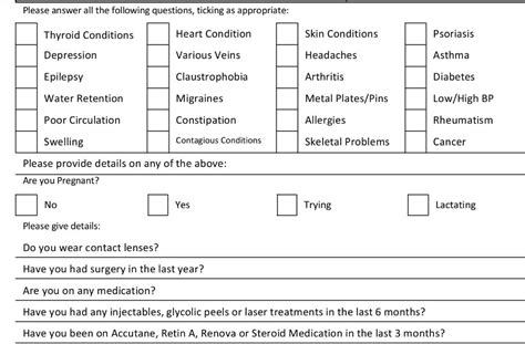Beauty Aesthetic Client Consultation Form Template Lsbm London Beauty Therapy And Make Up Courses
