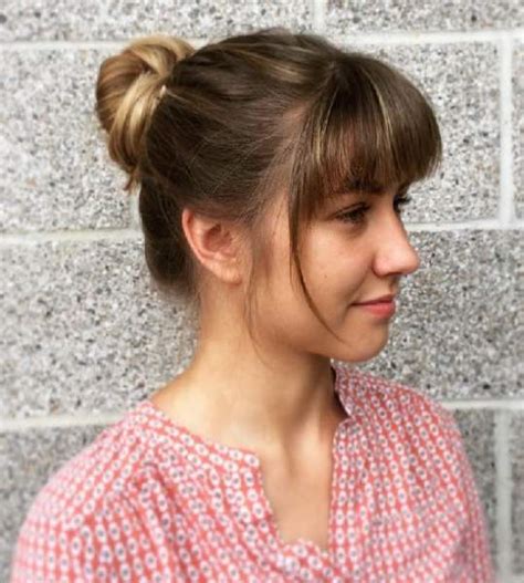 Discover 80 Bun Hairstyles With Bangs Super Hot Ineteachers
