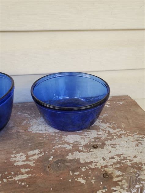 Anchor Hocking Cobalt Blue Glass Nesting Mixing Bowl Set Set Etsy