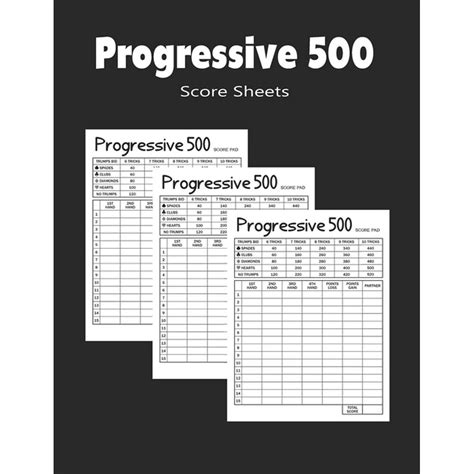 Progressive 500 Score Sheets Progressive 500 Score Pads Paperback