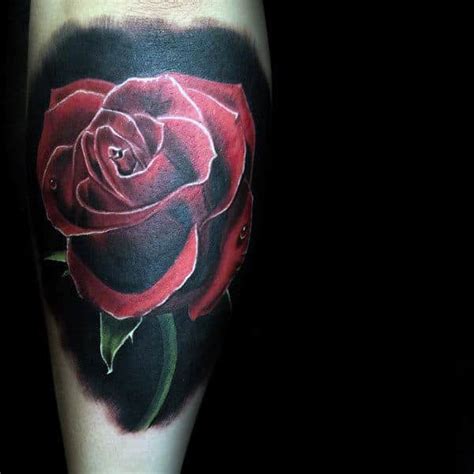 Incredible red rose tattoo by samuel briganti. 90 Realistic Rose Tattoo Designs For Men - Floral Ink Ideas