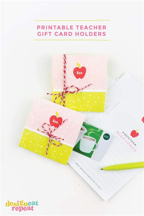 1| free printable gift card holder for specific cards. 3 Free Printable Teacher Gift Ideas - Free Note Cards ...