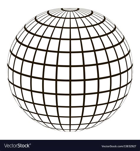 3d Globe With A Coordinate Grid Meridian And Vector Image