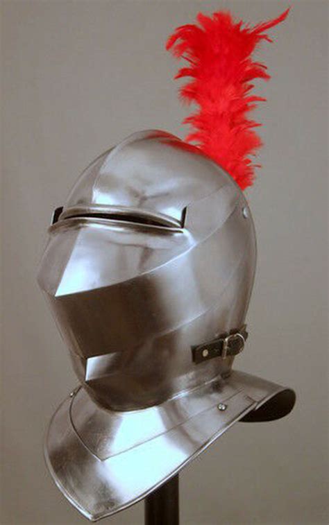 Medieval Full Face Helmet With Plume Crusader Knight Helmet Etsy