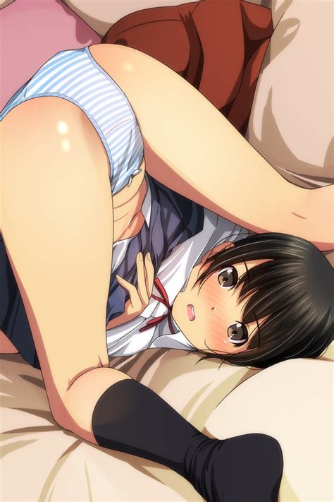 matsunaga kouyou original absurdres highres 1girl ass bed sheet black hair black socks