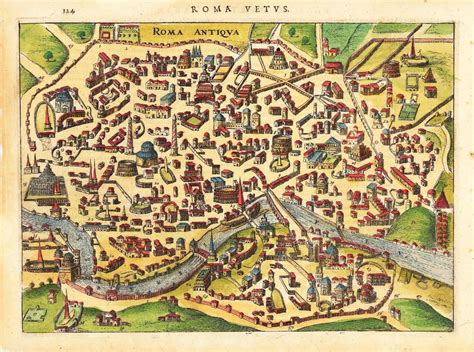 Póster De Mapa De City De La Antigua Roma Diseño De Amalfi Papel