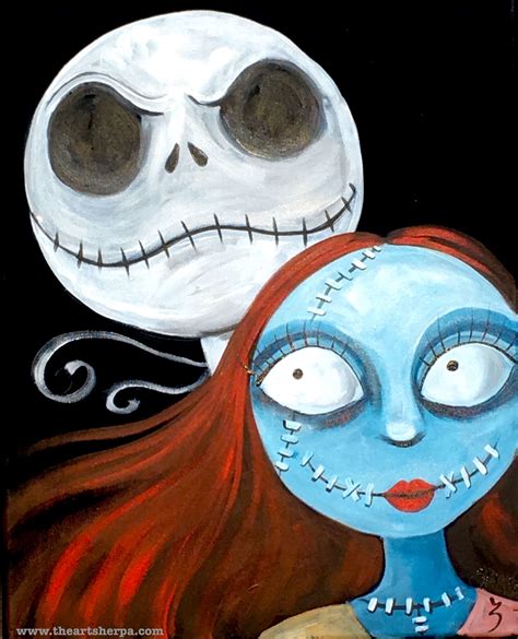 Jack And Sally Skellington Painting On Canvas Fan Art For The Youtube