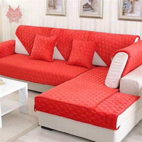 Pink Red Purple Heart Quilted Pluch Sofa Cover Double Faced Cama Cover For Living Room Furniture