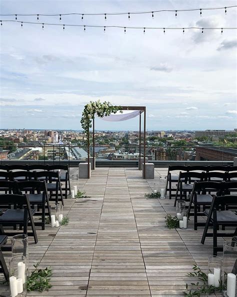 Outdoor Rooftop Wedding Ceremony Chuppah At The Line Hotel Dc
