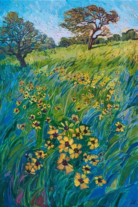 Texas Wildflowers Original Oil Painting By Modern Impressionist Painter