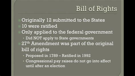 Bill Of Rights 14th Amendment Video Notes Youtube