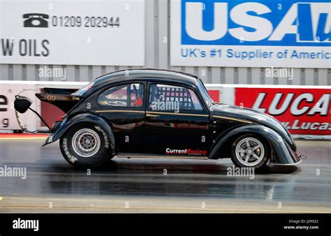 A Vw Beetle Dragster At The Santa Pod Raceway In England Stock Photo
