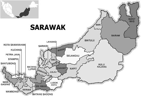 Map Of Sarawak Showing Administrative District Boundaries Download