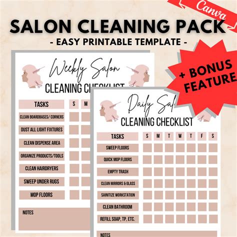 Hair Salon Cleaning Checklist Daily Weekly Checklist Bonus Feature