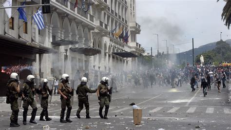 Greek Police Use Tear Gas On Protesters