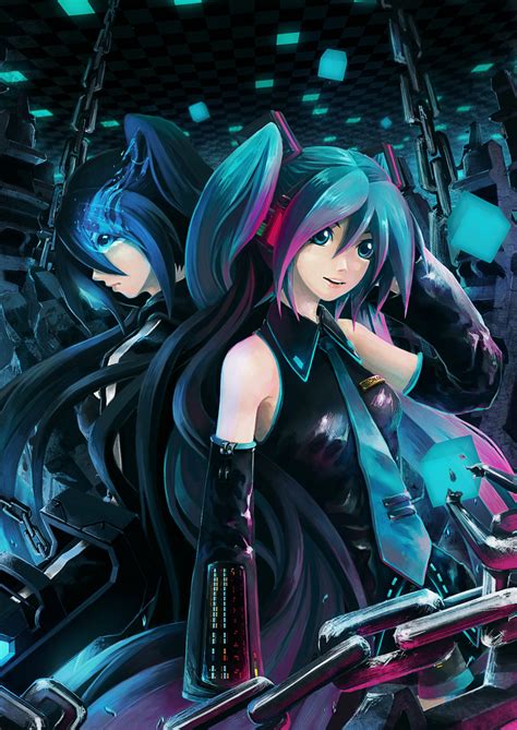 Hatsune Miku And Black Rock Shooter Vocaloid And 1 More Drawn By Krit