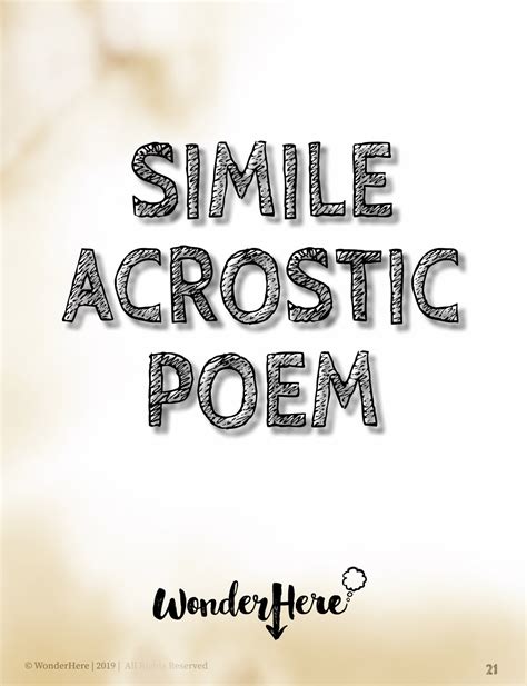 Definition, usage and a list of simile examples in common speech and literature. Simile Acrostic Poem - WonderHere