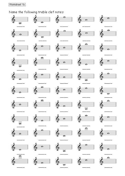 Treble Clef Worksheet | Fichas de música, Actividades de educación