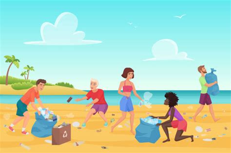 Volunteer Clean Beach Illustrations Royalty Free Vector Graphics