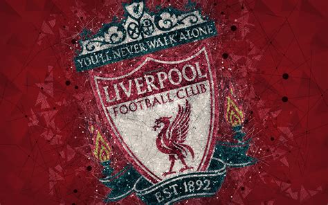 Download wallpapers Liverpool FC, 4k, logo, geometric art, English