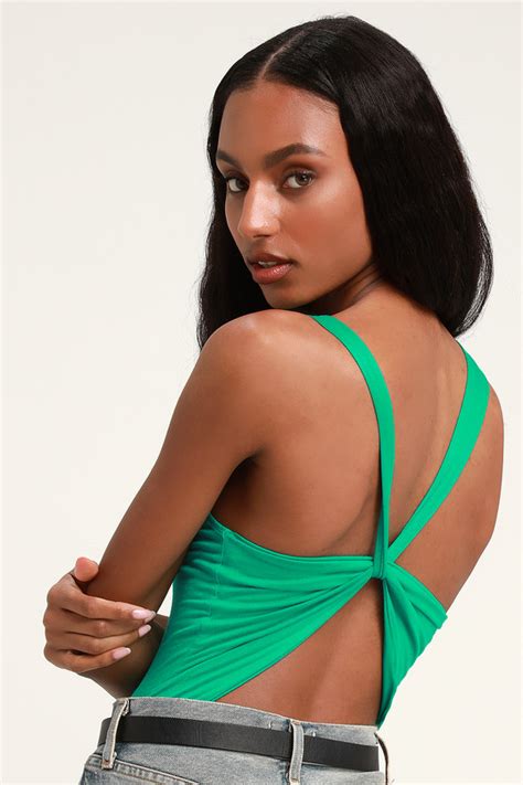 Sexy Green Bodysuit Backless Bodysuit Sleeveless Bodysuit Lulus
