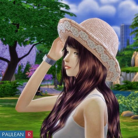 Lace Straw Hat Sims 4 Headwear