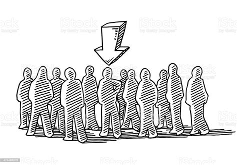 Crowd Of People The Chosen One Drawing Stock Illustration
