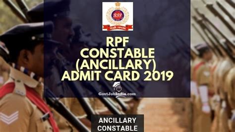 Rpf Constable Ancillary Admit Card 2019 Download Water Carrier