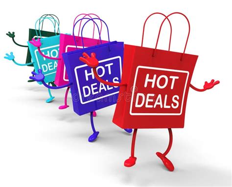 Hot Deals Bags Represent Shopping Discounts And Bargains Stock