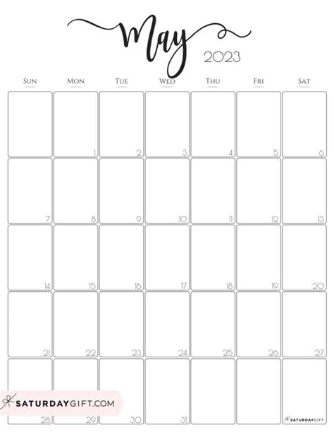 May 2023 Calendar 9 Cute And Free Printables Saturdayt