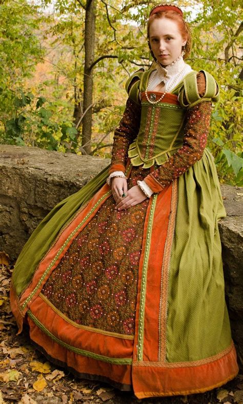 Elizabethan Green And Orange Gown Stronghold Olde English Faire 2012