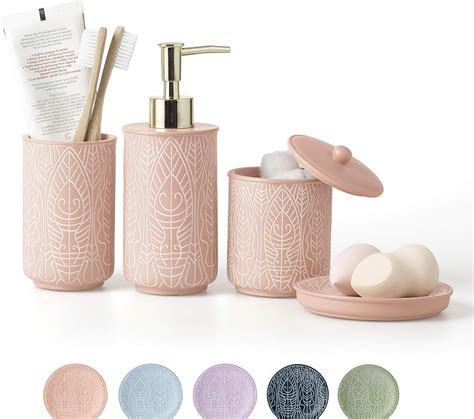 Bathroom Accessories Set Pink Semis Online