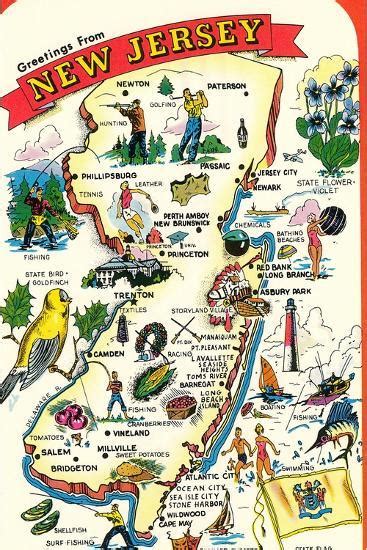 Map Of New Jersey With Attractions Posters